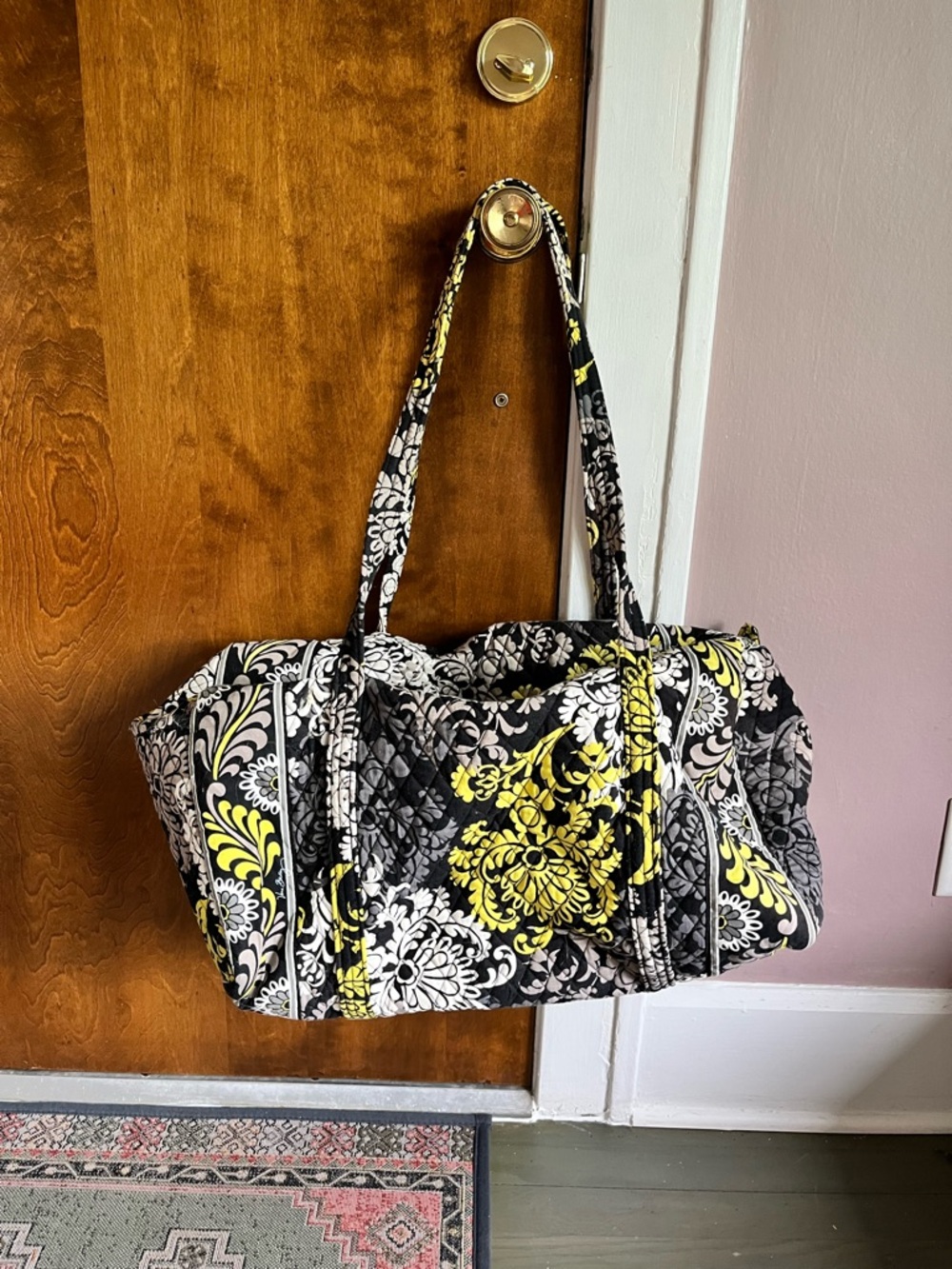 Vera Bradley large duffle Black & Yellow Floral Tote Bag